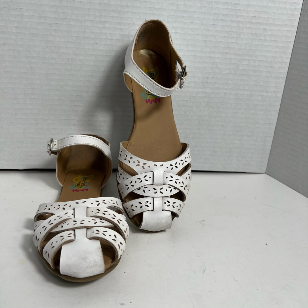 Rachel Shoes Girls Size 3 Cicely White Laser Cut Closed Toe Sandals Summer